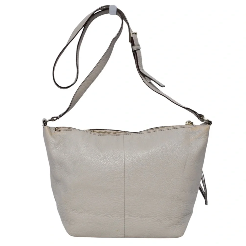 Kate Spade New York Hobo Bag Beige Pebbled Leather Crossbody